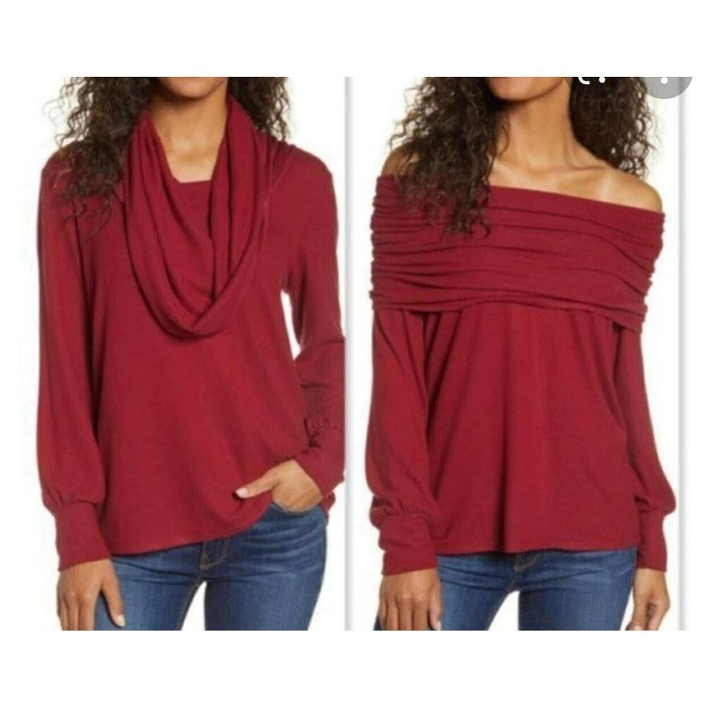 Gibsonlook Mulberry Wine Convertible Cowl‎ Off Shoulder Top M
